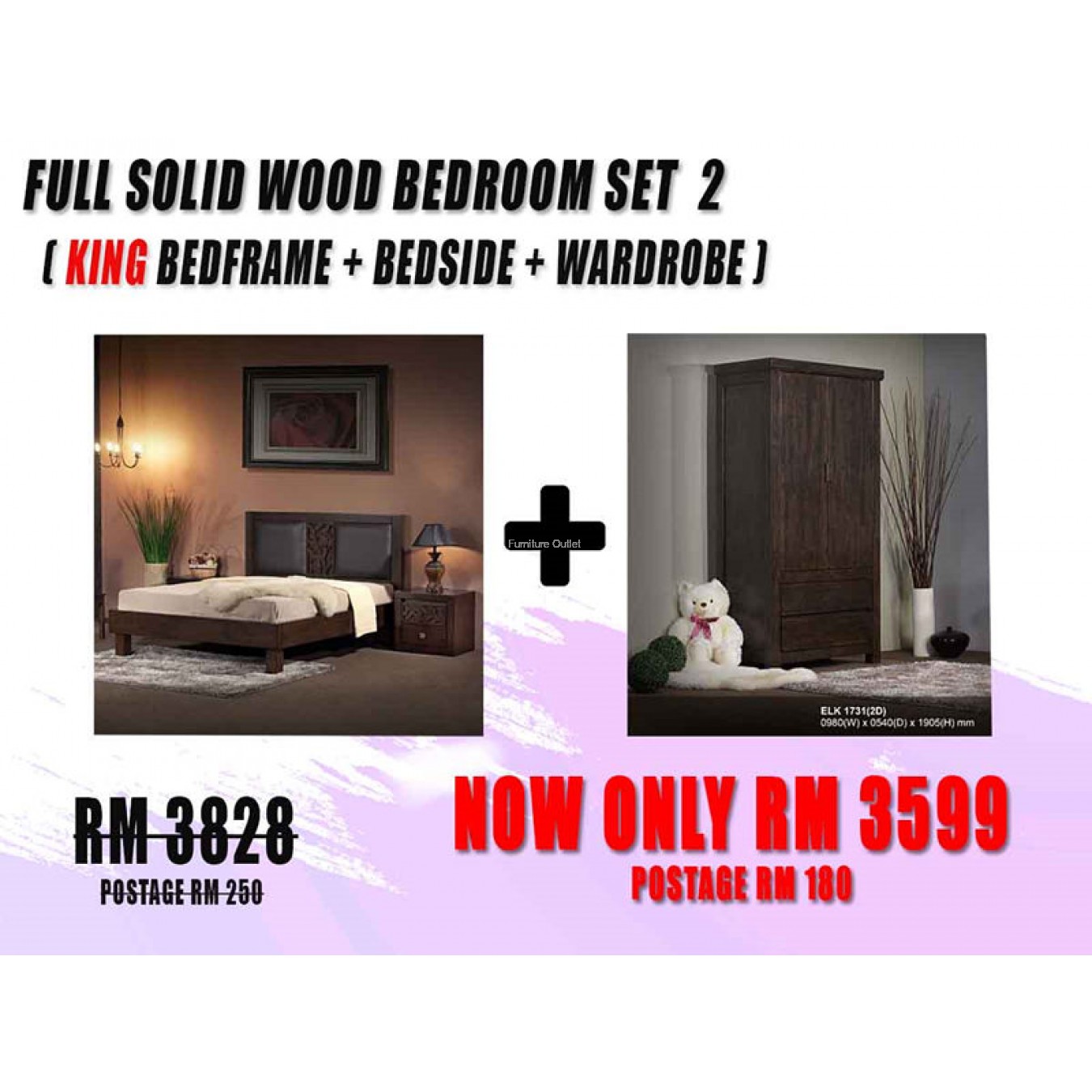 FULL SOLID WOOD BEDROOM SET 2