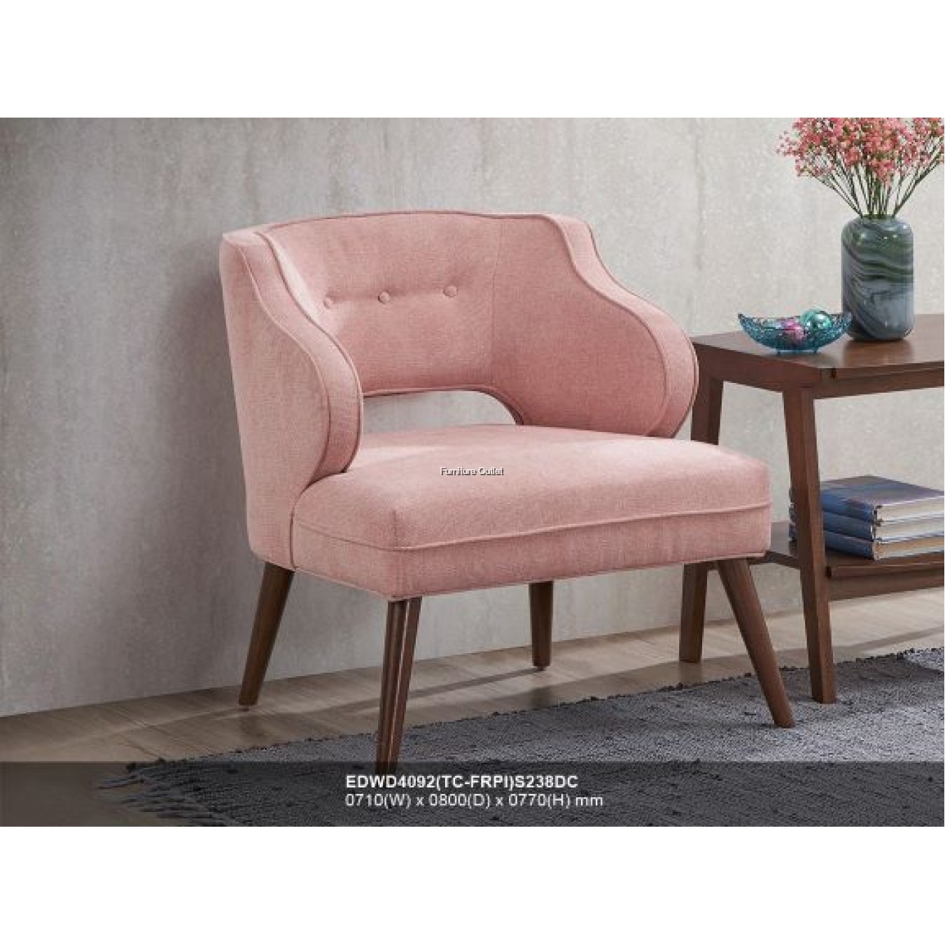 EDWD4092 ROSE PINK FABRIC TUB CHAIR
