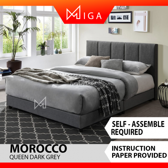 MOROCCO QUEEN BED DARK GREY